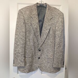 Bert Pulitzer Men’s Sz 44R Gray White 100% Silk Tweed 2 Button Blazer Old Money